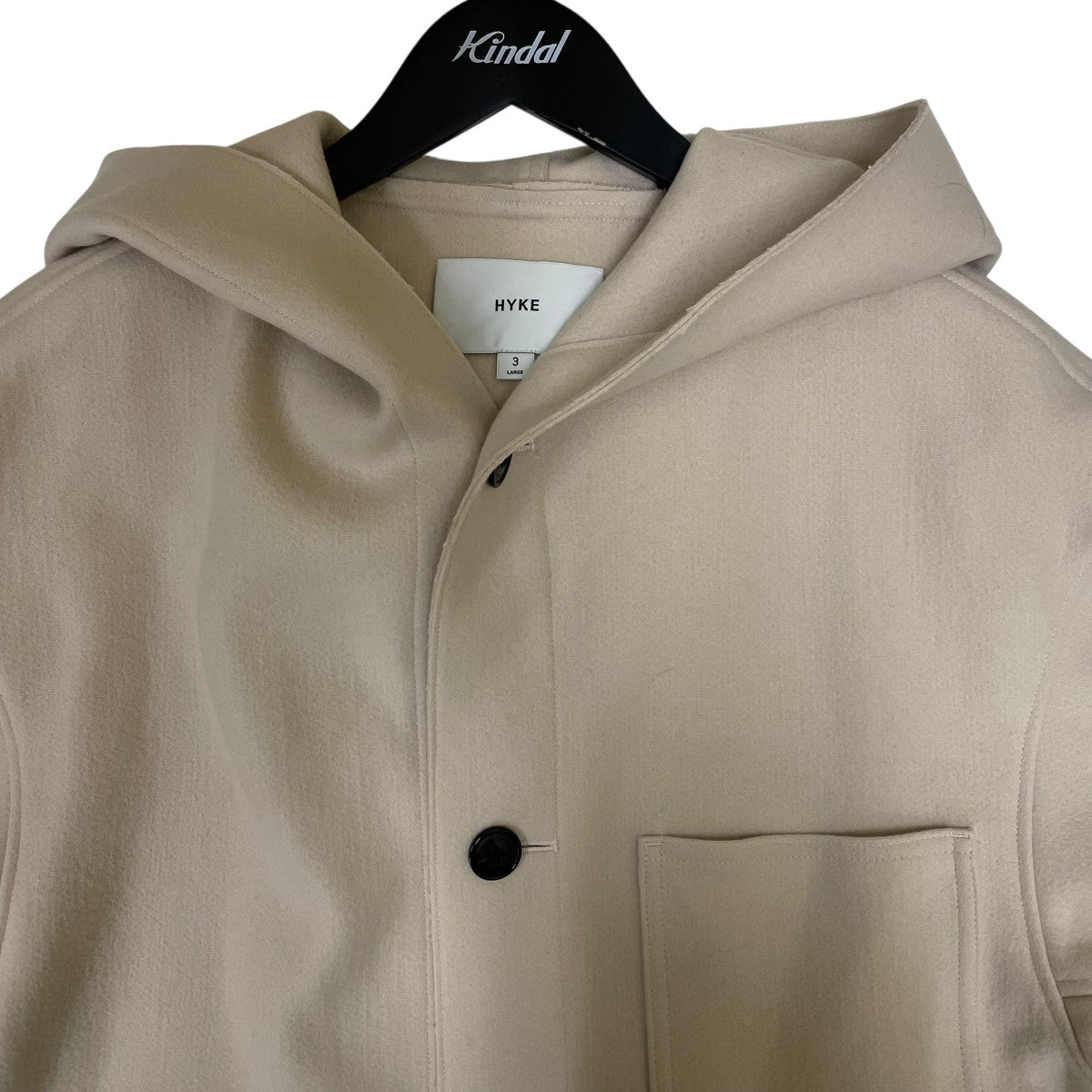 HYKE MELTON HOODED WORK COATフーデッドロングコート242-17483 古着・中古-3枚目のアイテム画像