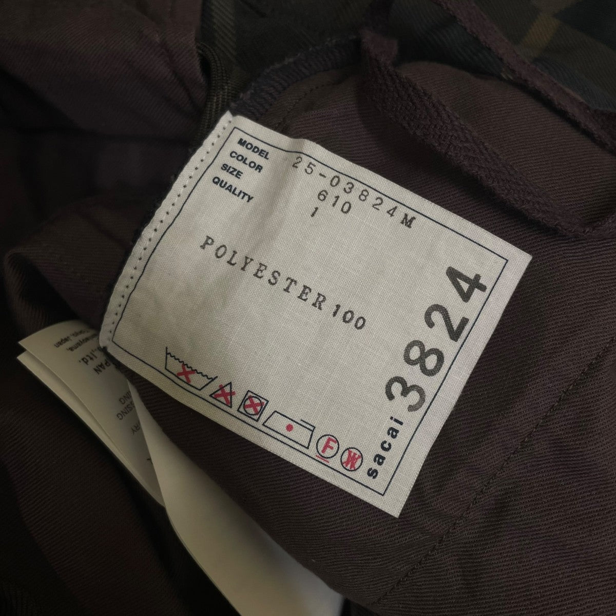 sacai 25AWPlaid Pantsベルテッドカーゴチェックパンツ カーゴパンツ25 03824M 古着・中古-6枚目のアイテム画像
