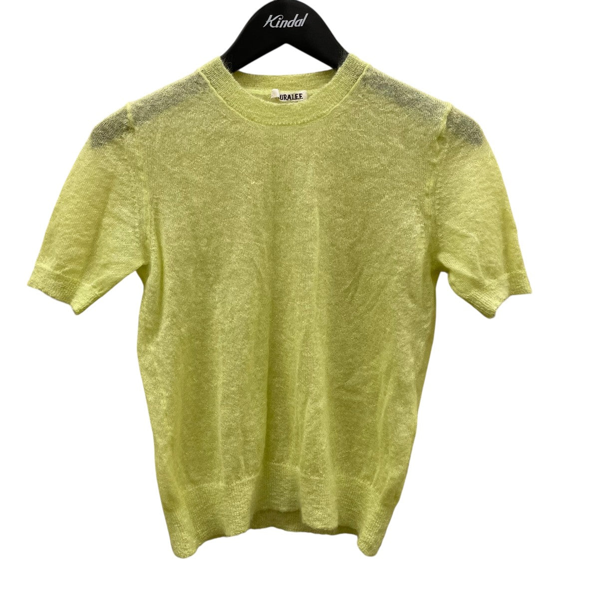 AURALEE Women’s Kid Mohair Sheer Knit Tee Lime Yellow半袖ニットA25SP06FG 古着・中古-1枚目のアイテム画像
