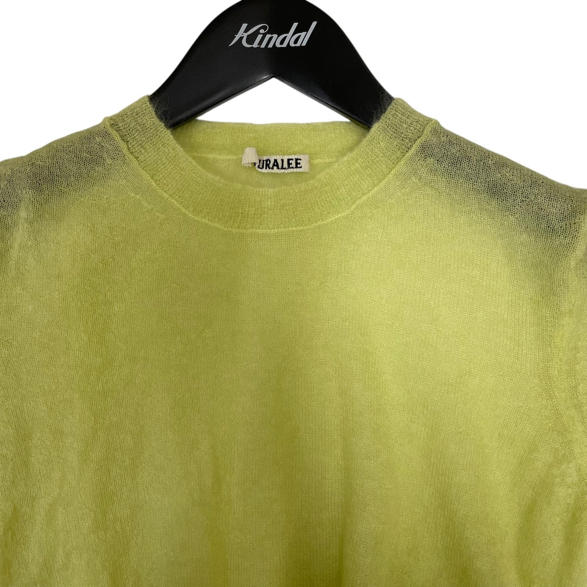 AURALEE Women’s Kid Mohair Sheer Knit Tee Lime Yellow半袖ニットA25SP06FG 古着・中古-3枚目のアイテム画像