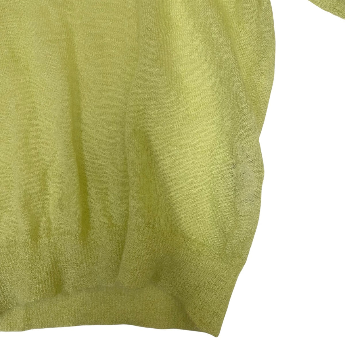 AURALEE Women’s Kid Mohair Sheer Knit Tee Lime Yellow半袖ニットA25SP06FG 古着・中古-4枚目のアイテム画像
