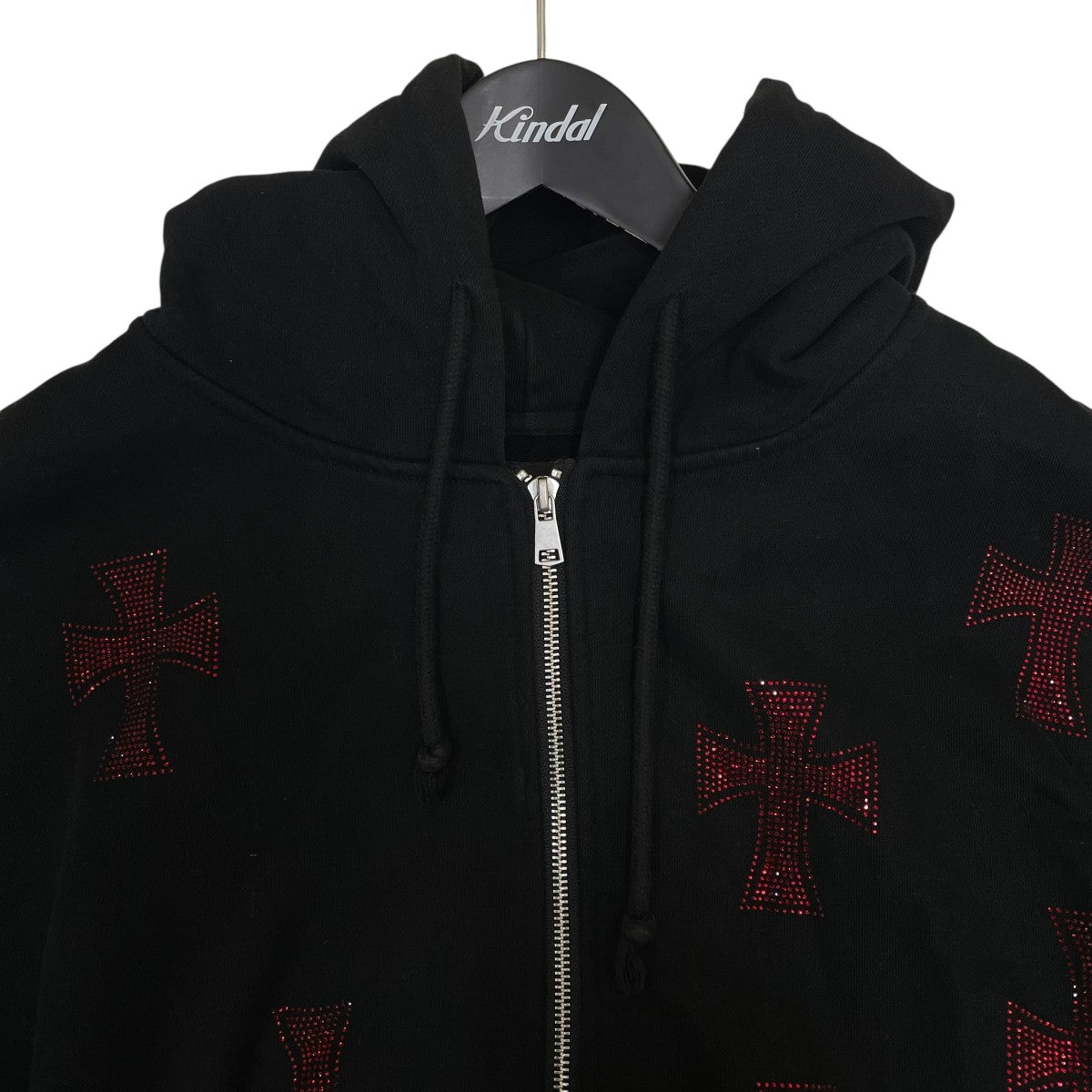 Unknown(アンノウン) クロスラインストーン ジップアップパーカー