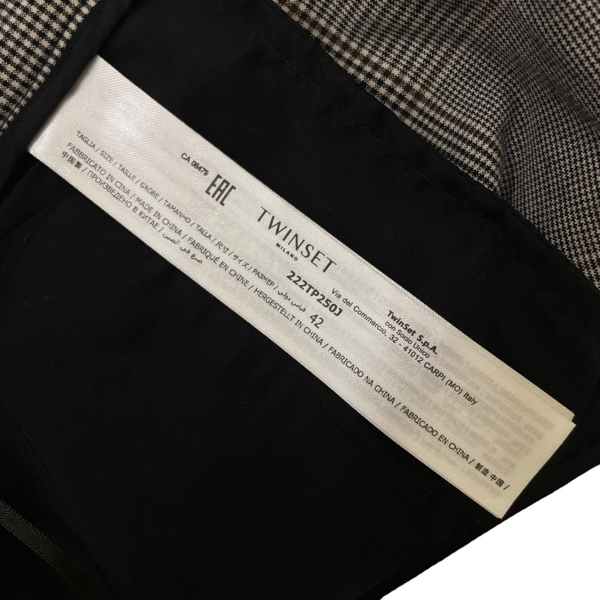 TWINSET Glen plaid cigarette trousersグレンチェック柄 ストレートパンツ222TP250J 古着・中古-6枚目のアイテム画像
