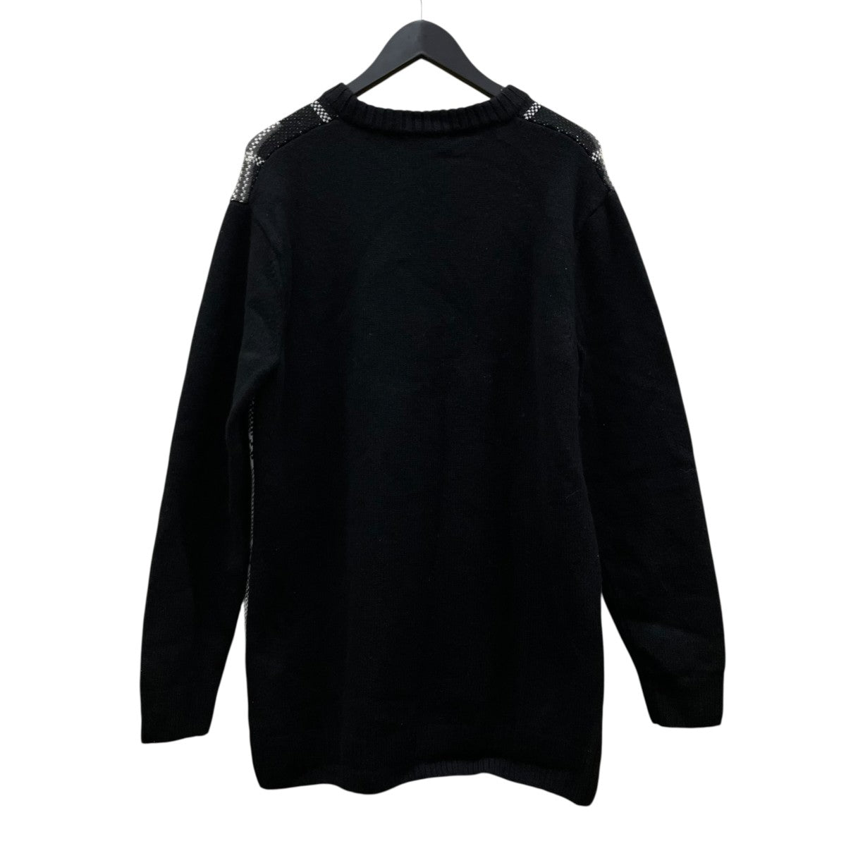 Tarttan Panel Sweaterロゴ刺繍付き タータンチェック柄 ウール ニット セーターK4569