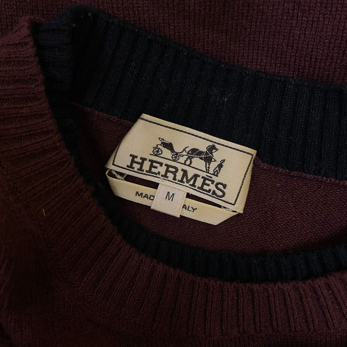 HERMES レイヤード クルーネックニット ウール100％ 古着・中古-5枚目のアイテム画像