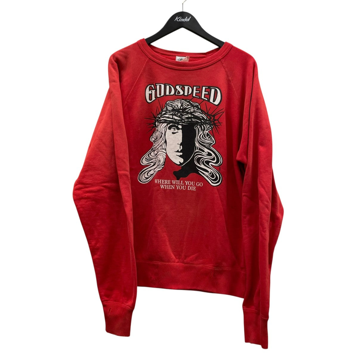 RGLN SWT SH GODSPEEDプリント 長袖 ラグラン スウェット ダメージ加工SM-A21-0000-028