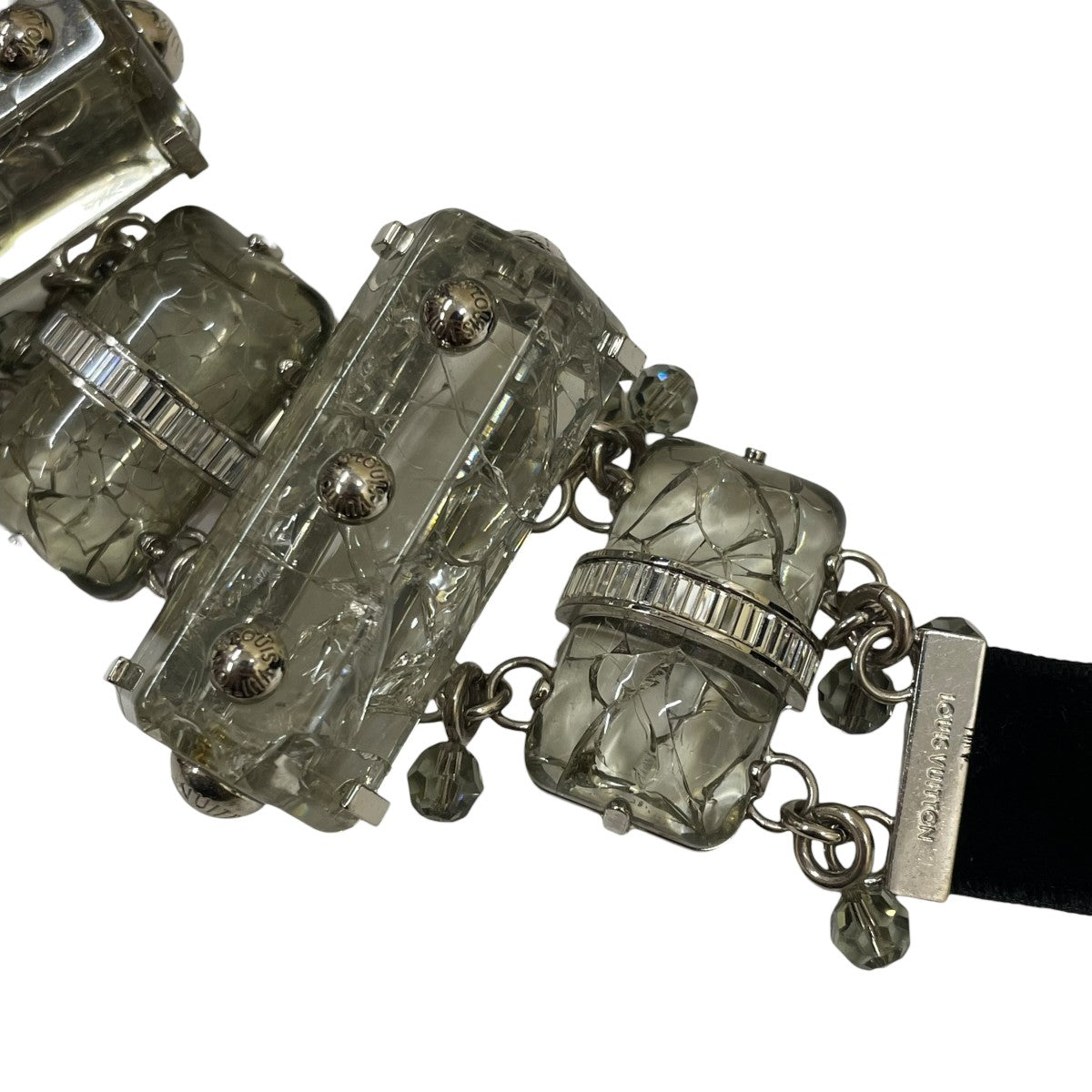 LOUIS VUITTON クリスタル クラック クラッシュド ベロア紐 チョーカー ネックレス 古着・中古-5枚目のアイテム画像