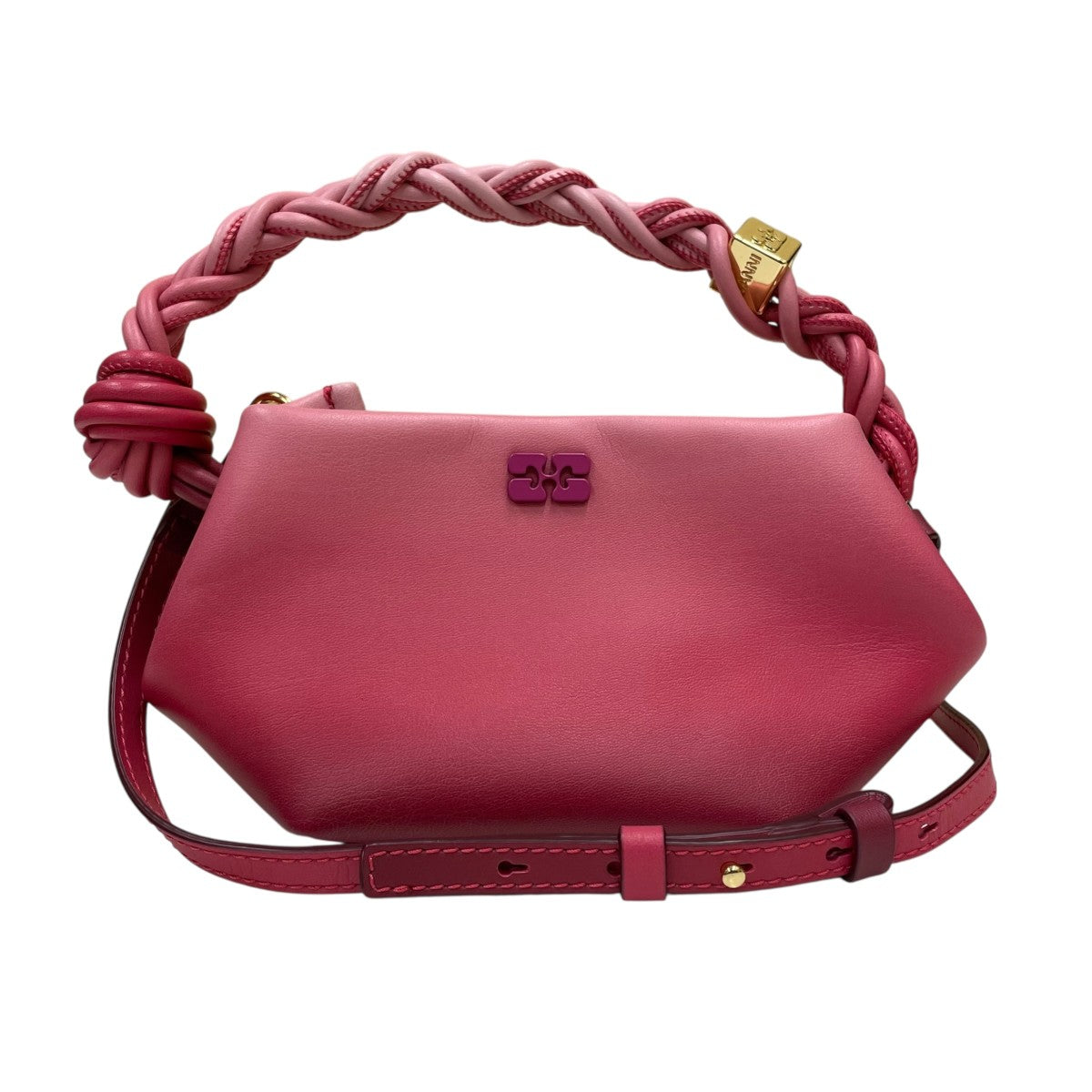 Ganni Bou Bag Miniバタフライロゴ サイコロ型チャーム付き 2WAYハンドバッグ ショルダーバッグ 古着・中古-1枚目のアイテム画像