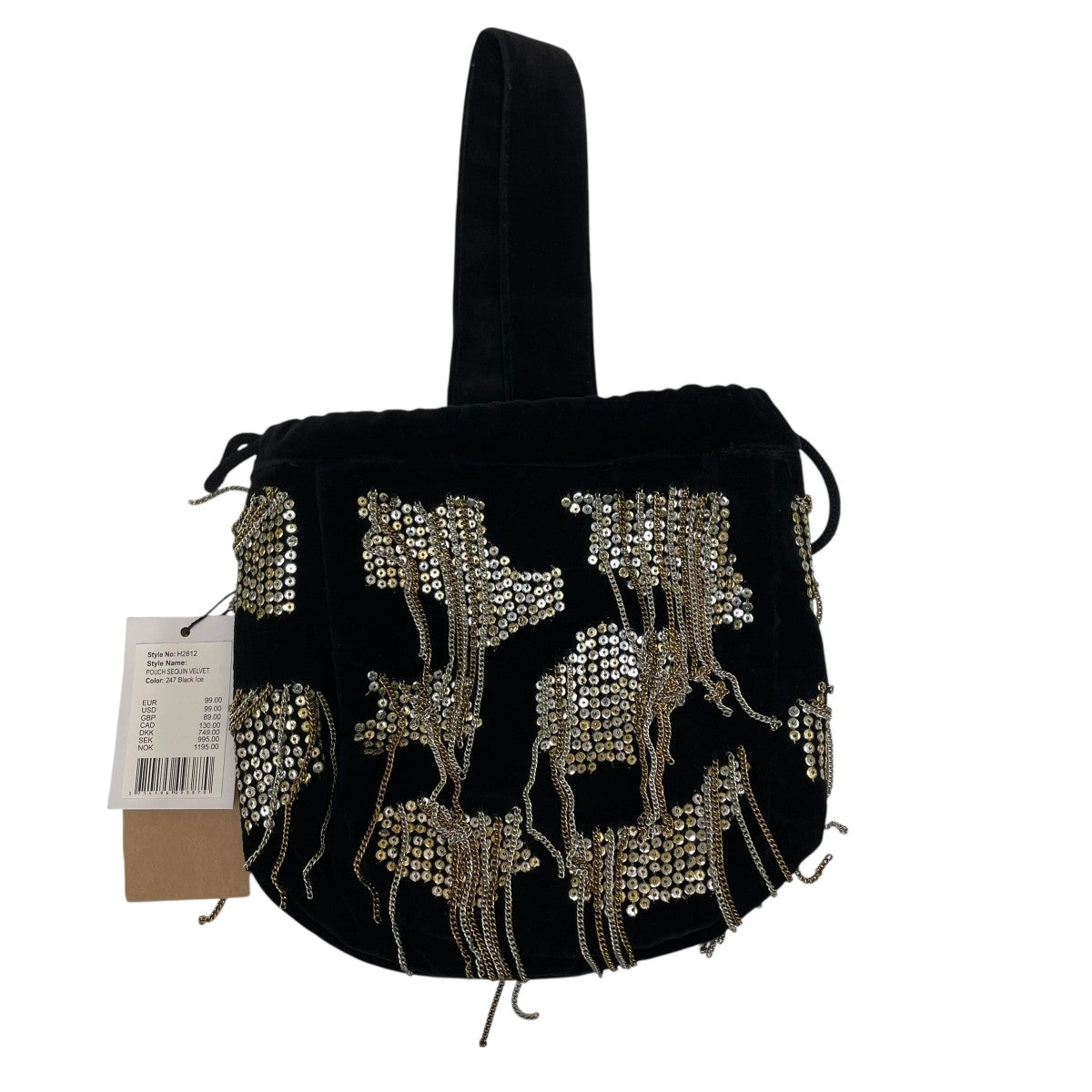 POUCH SEQUIN VELVETハンドバッグH2812