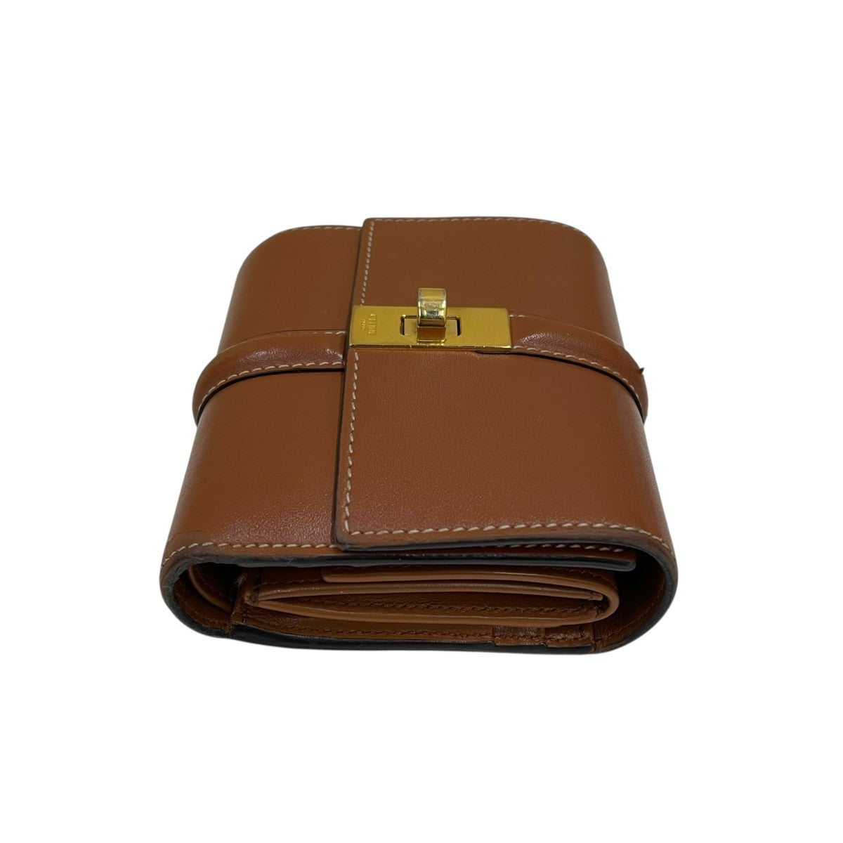 スモール トリフォールドウォレット 16ゴールド ターンロック金具 3つ折り財布