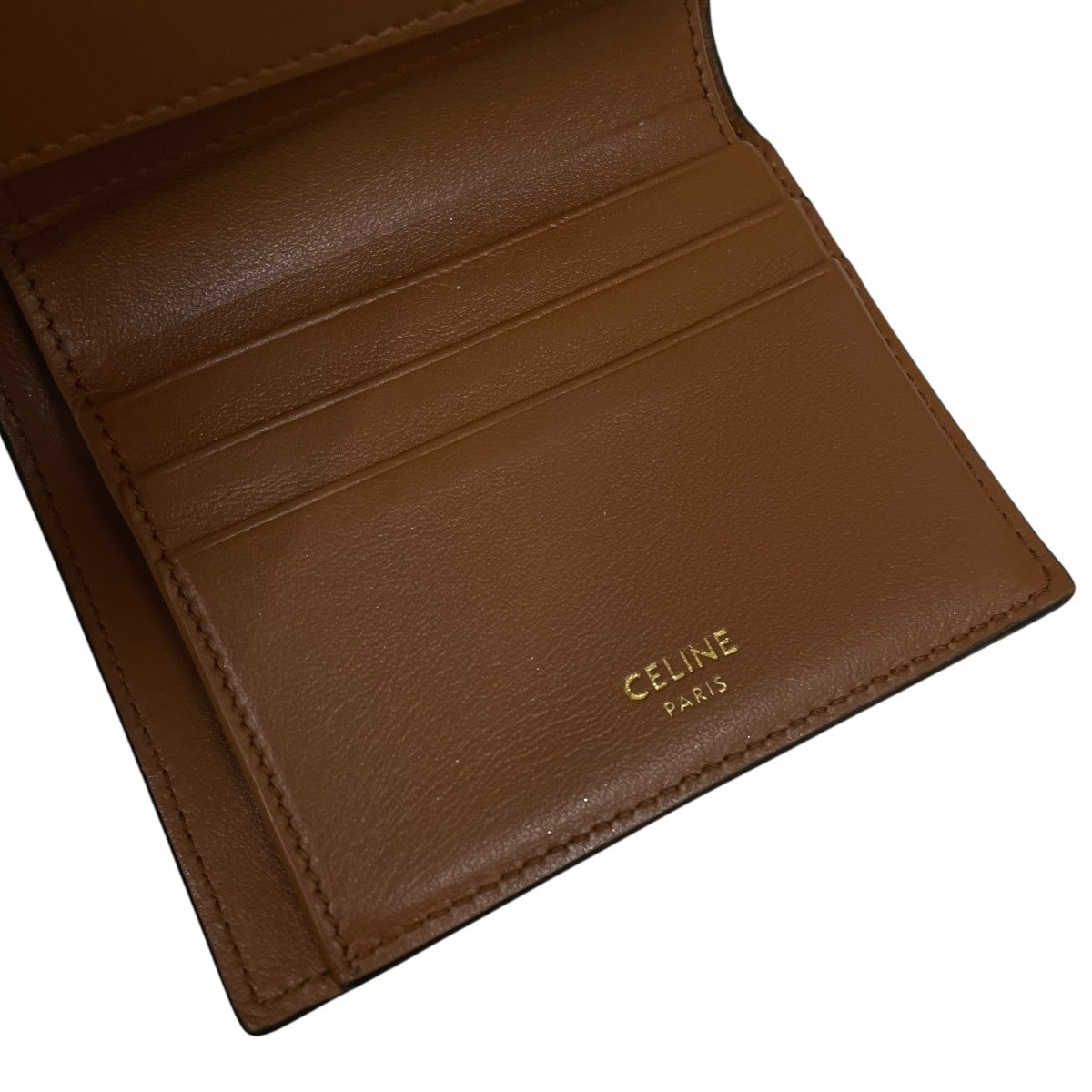 CELINE セリーヌ スモールトリフォールド 三つ折り財布 コンパクトウォレット ケース ベージュ ブラウン レザー ゴールド金具 CELINE（セリーヌ） スモールトリフォールド 三つ折り財布 コンパクト