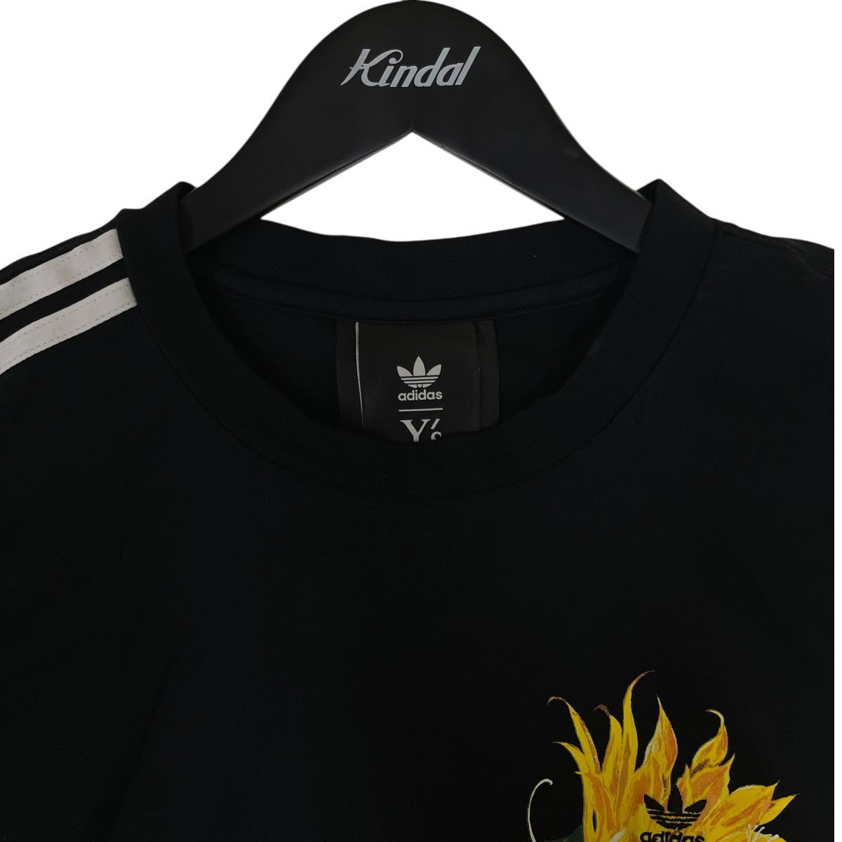 Y’s×adidas DOUBLE JERSEY MOCK NECK T-SHIRT花 プリント加工 長袖Tシャツ ロングスリーブカットソーIL4901 古着・中古-3枚目のアイテム画像