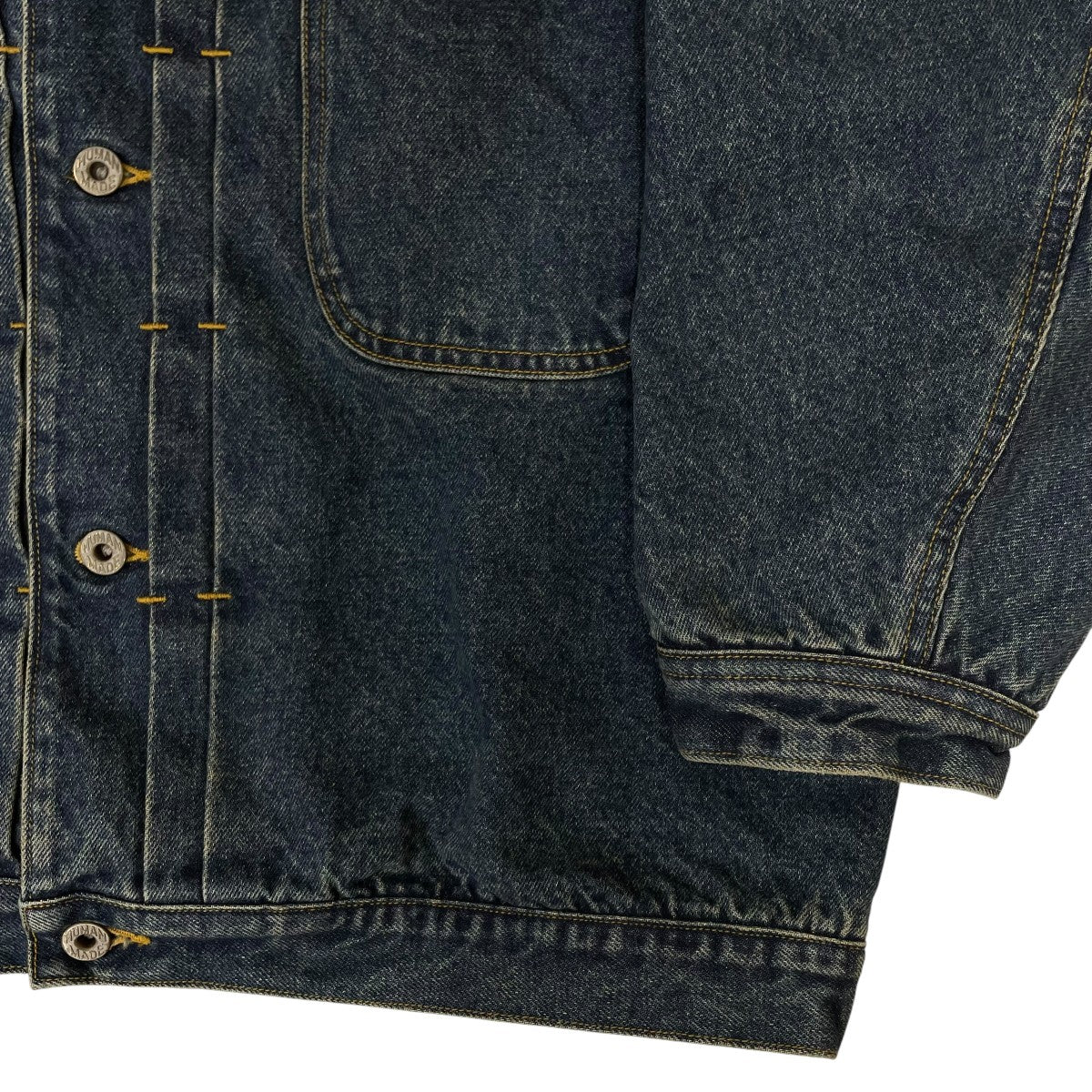 HUMAN MADE DENIM JACKETデニムジャケット チェーンステッチ ロゴ刺繍付き バックプリント コーデュロイ襟HM31JK018 古着・中古-4枚目のアイテム画像