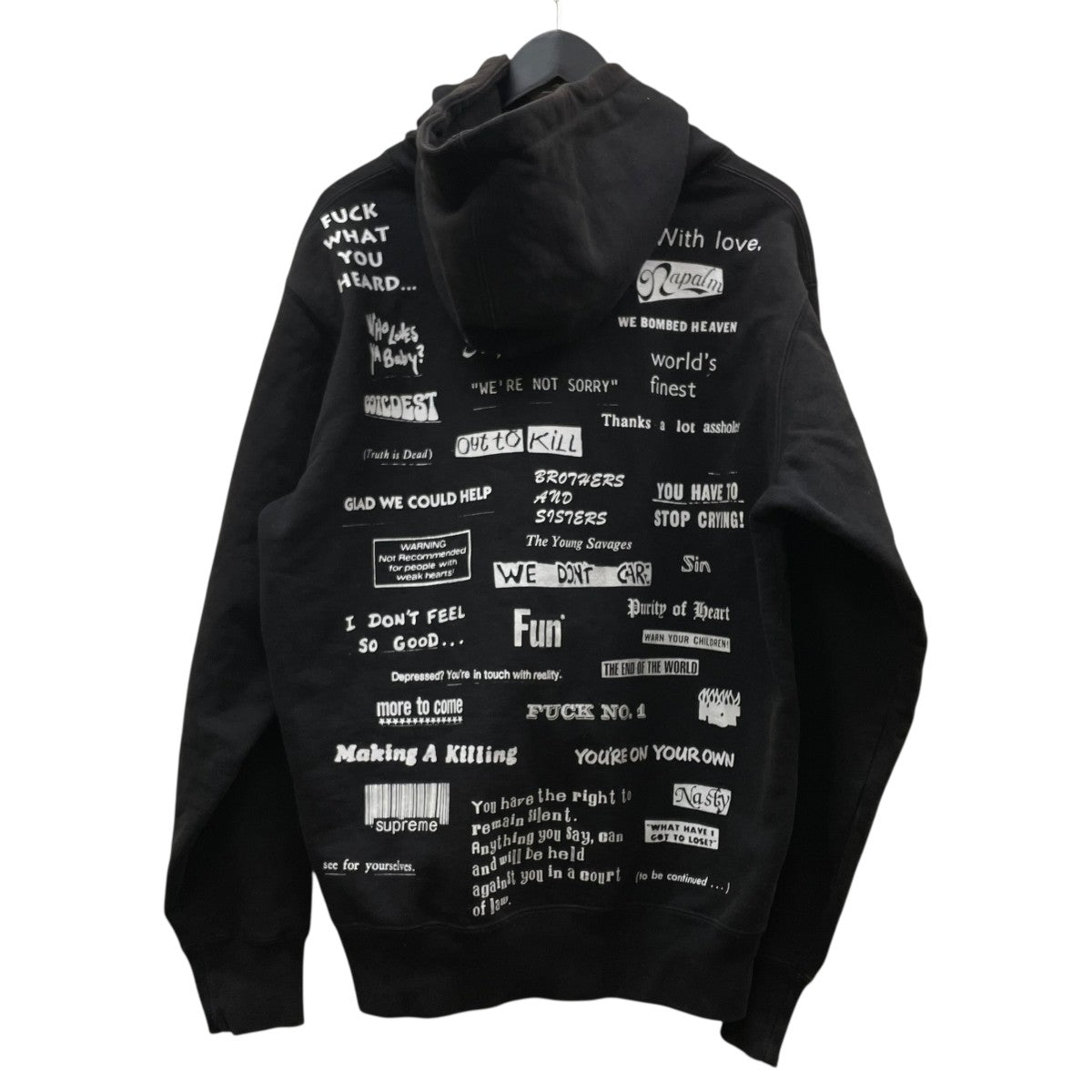 Supreme 19AWStop Crying Hoodedロゴプリント バックプリント フーディー スウェットパーカー 古着・中古-2枚目のアイテム画像