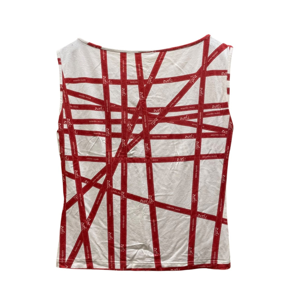 HERMES マルジェラ期　長袖Tシャツ リボン柄 ボルデュック柄　y2k HERMES(エルメス) マルジェラ期 ボルデュック柄 リボン ノースリーブ