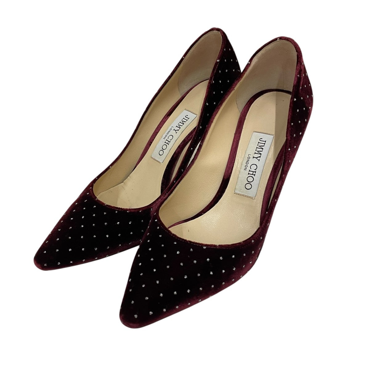 JIMMY CHOO ベロア ストーンパンプス ハイヒール 古着・中古-1枚目のアイテム画像