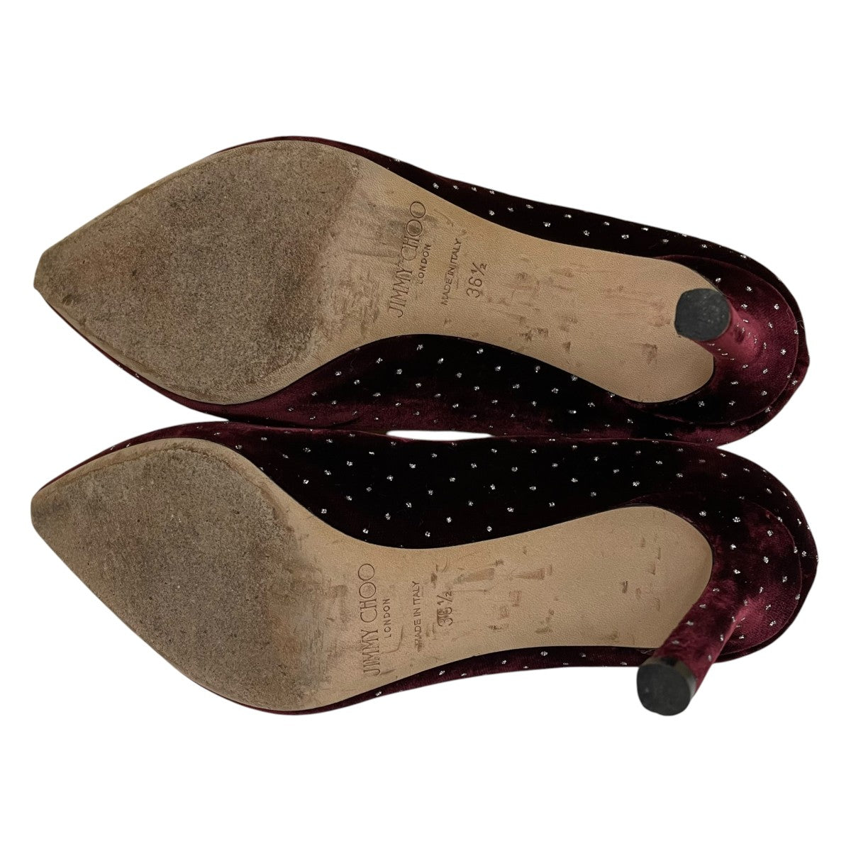 JIMMY CHOO ベロア ストーンパンプス ハイヒール 古着・中古-4枚目のアイテム画像