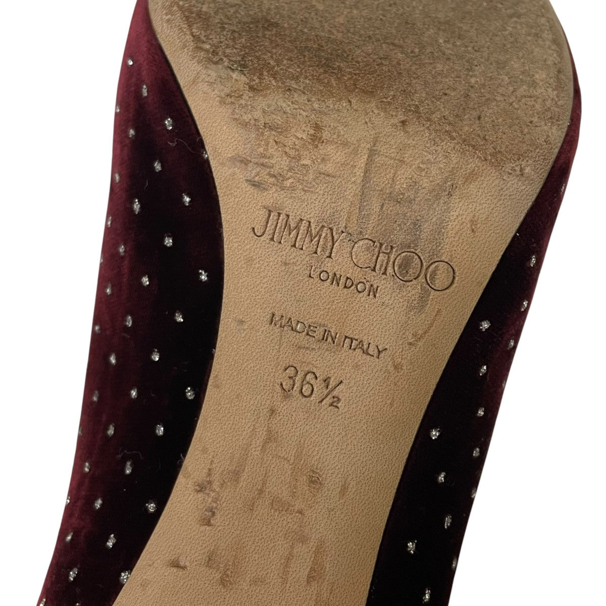 JIMMY CHOO ベロア ストーンパンプス ハイヒール 古着・中古-6枚目のアイテム画像