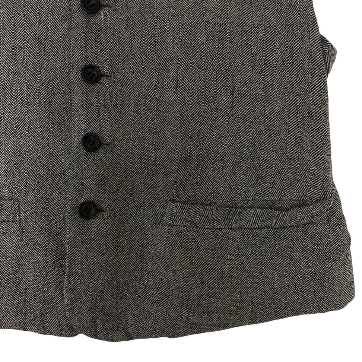 R＆D．M．Co-OLDMAN’S TAILOR リネン混 ヘリンボーン柄 ジレ ベスト 古着・中古-4枚目のアイテム画像