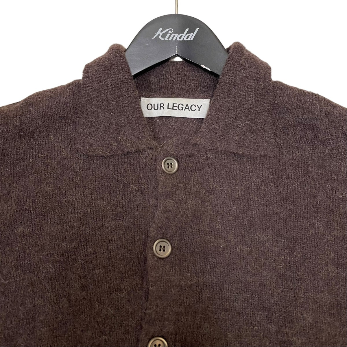 OUR LEGACY Evening Polo Smokey Brown Fuzzy AlpacaカーディガンM4243ES 古着・中古-3枚目のアイテム画像