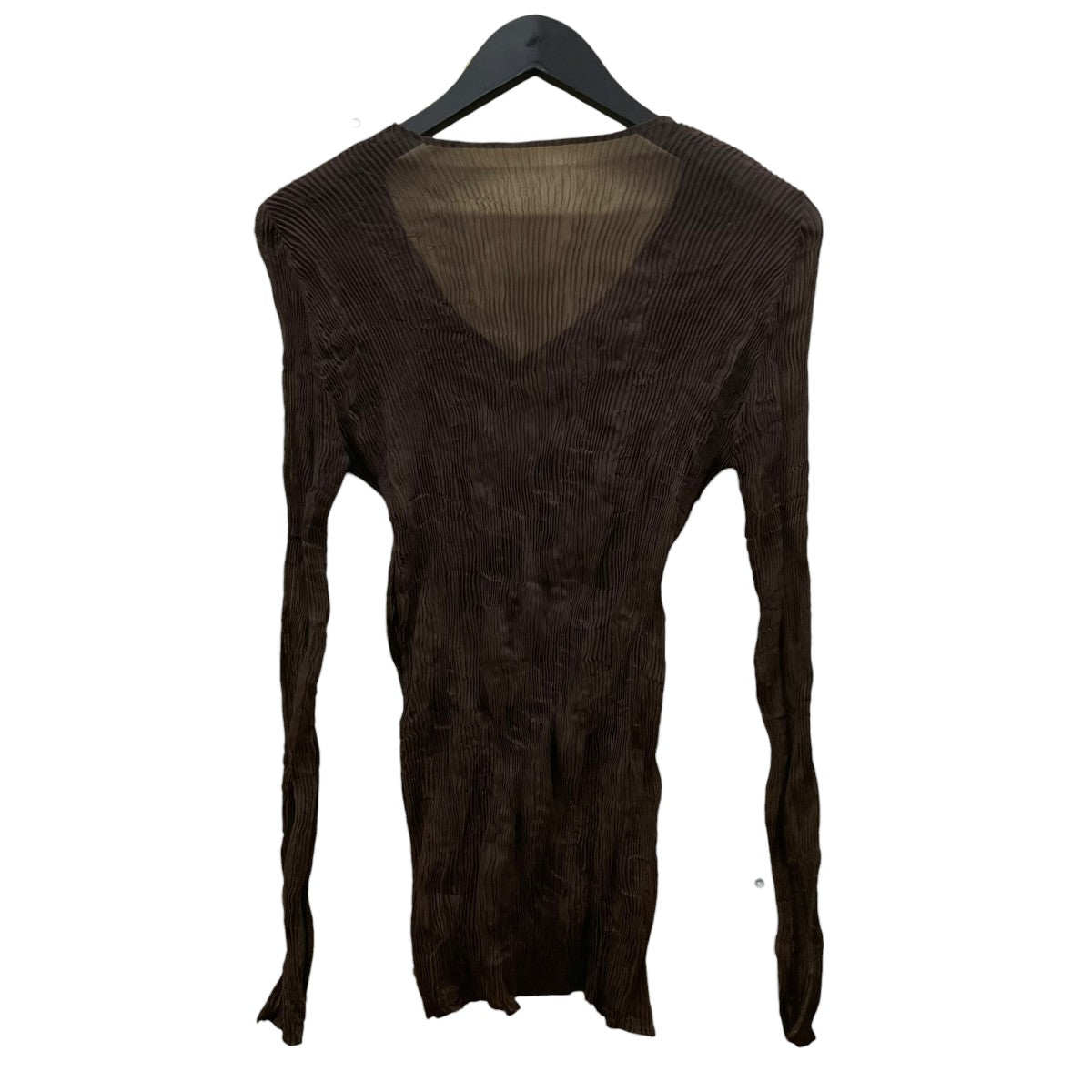 ISSEY MIYAKE CHIFFON TWIST 1Vネックカットソー シースルー プリーツ素材 長袖シャツIM61FJ413 古着・中古-2枚目のアイテム画像