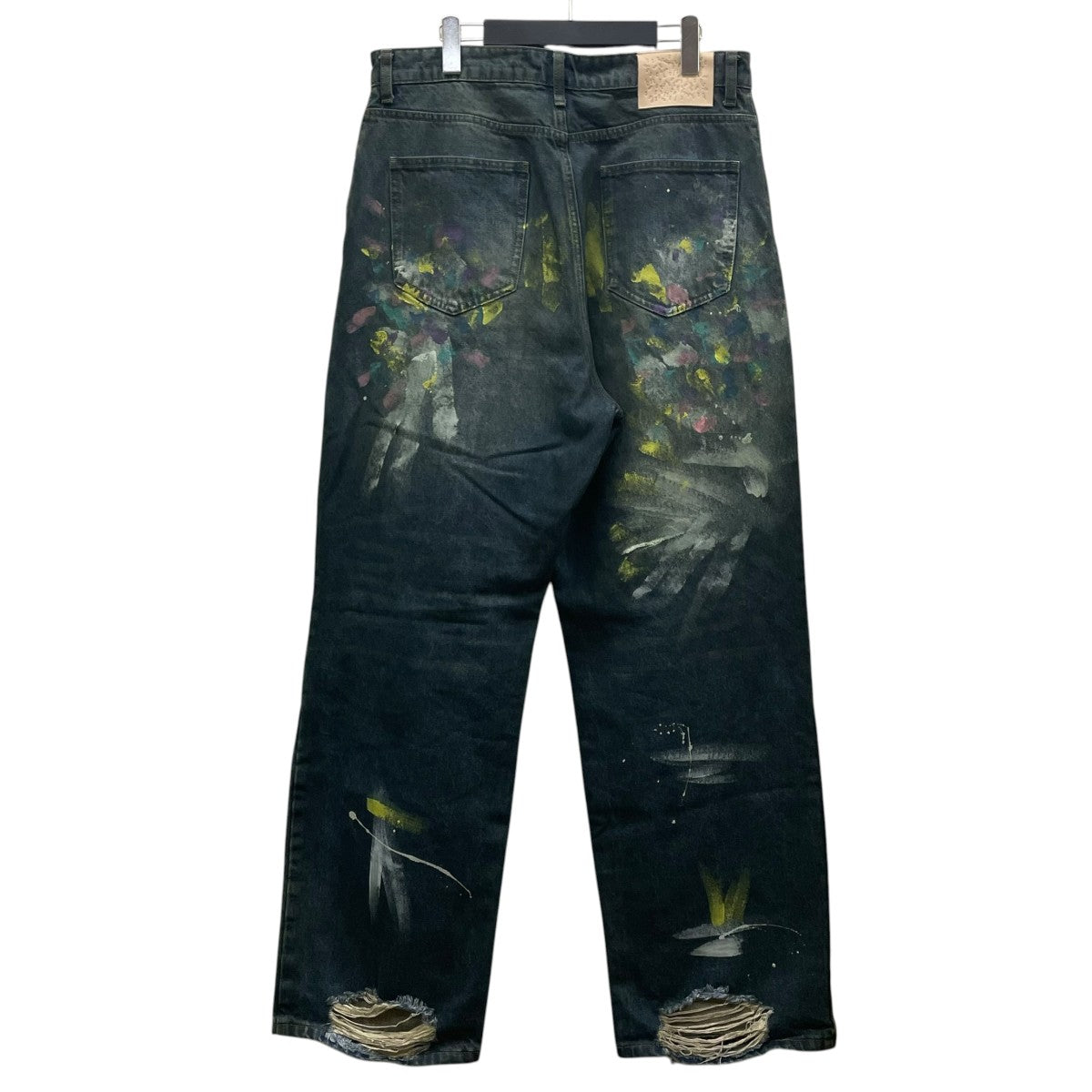 BASKETCASE Lax Baggy Denim Paint Splattersペイント ダメージ デニムパンツ ワイドパンツ バギーパンツ 古着・中古-2枚目のアイテム画像