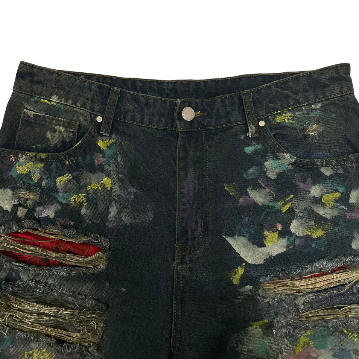 BASKETCASE Lax Baggy Denim Paint Splattersペイント ダメージ デニムパンツ ワイドパンツ バギーパンツ 古着・中古-3枚目のアイテム画像