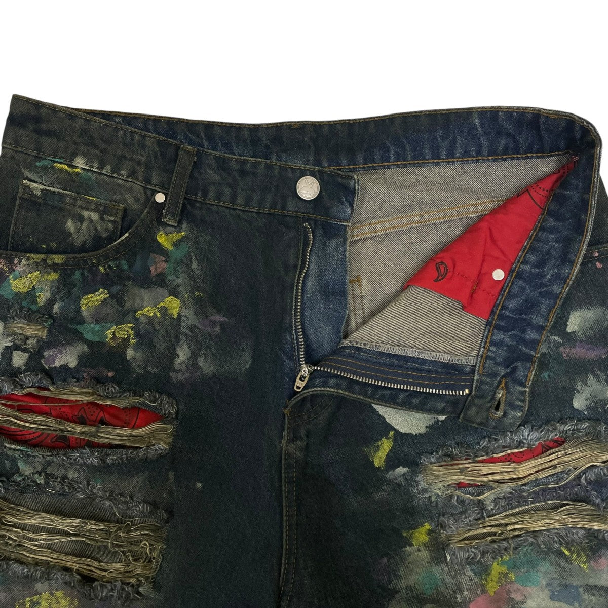 BASKETCASE Lax Baggy Denim Paint Splattersペイント ダメージ デニムパンツ ワイドパンツ バギーパンツ 古着・中古-4枚目のアイテム画像