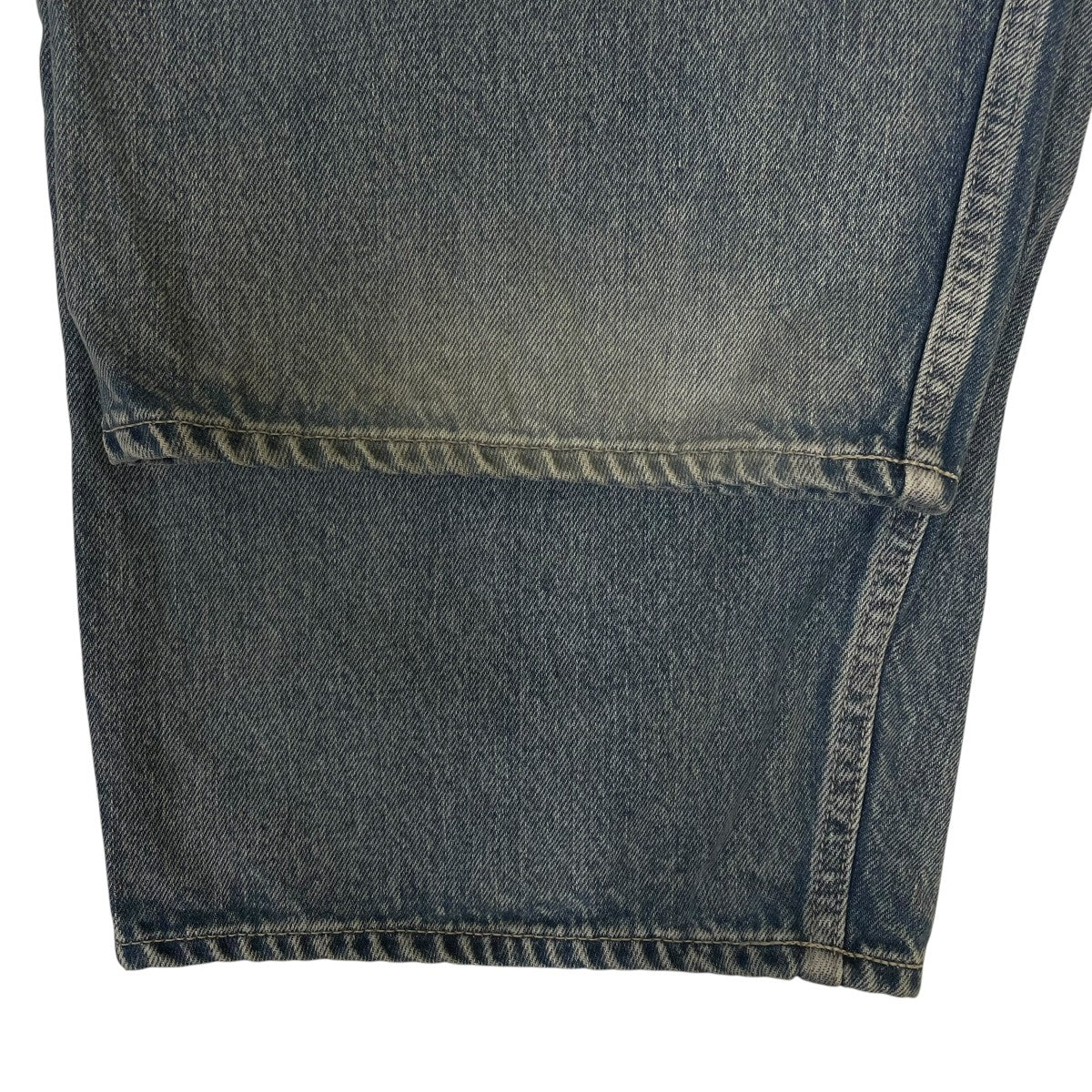 23SSSelvage Denim Two Tuck Pants セルビッジデニム ツータックパンツフェイド加工 ワイドテーパードシルエット デニムパンツGU231-40107LB