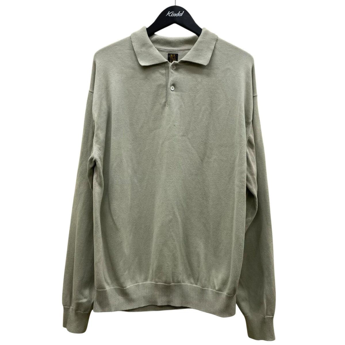 21SSAGING COTTON POLO エイジングコットン 長袖ポロニットスビンゴールド 無地 長袖ポロシャツBN-21SM-013