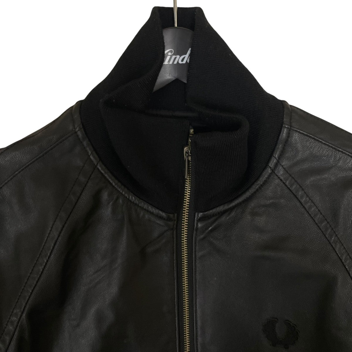 FRED PERRY Soho Neon - Leather Track Jacket ソーホーネオン レザートラックジャケットレザージャケットF2388 古着・中古-3枚目のアイテム画像