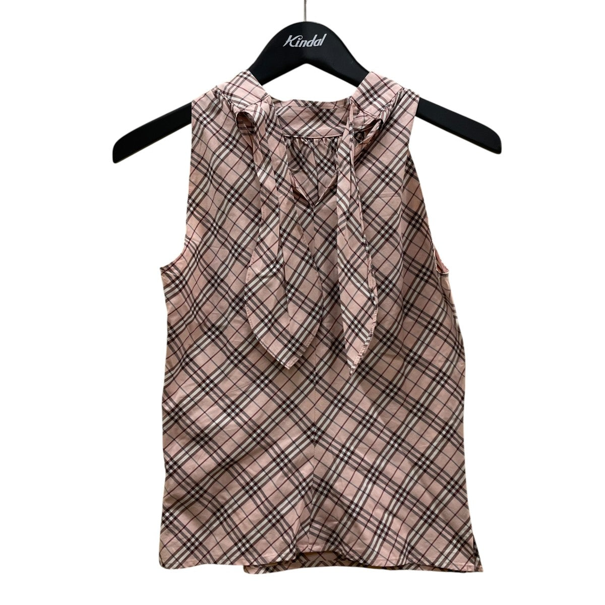 BURBERRY BLUE LABEL ノバチェック ボウタイ リボン ノースリーブシャツ コットンシャツFE521 127 古着・中古-1枚目のアイテム画像