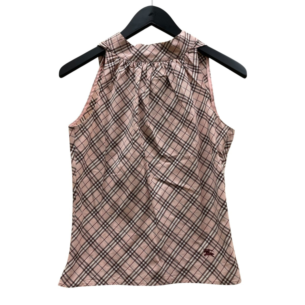 BURBERRY BLUE LABEL ノバチェック ボウタイ リボン ノースリーブシャツ コットンシャツFE521 127 古着・中古-2枚目のアイテム画像