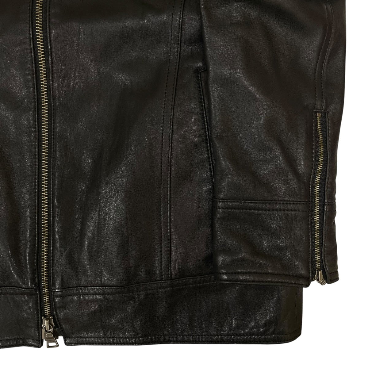 BURBERRY BLACK LABEL 00s ラビットファー付き 中綿 ラムレザー 2WAY仕様 シングルライダースジャケットBMP50-723-09 古着・中古-4枚目のアイテム画像
