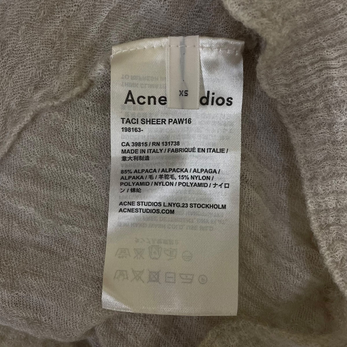 ACNE STUDIOS TACI SHEER PAW16変形 アルパカ 薄手ハイネックニット198163 古着・中古-5枚目のアイテム画像