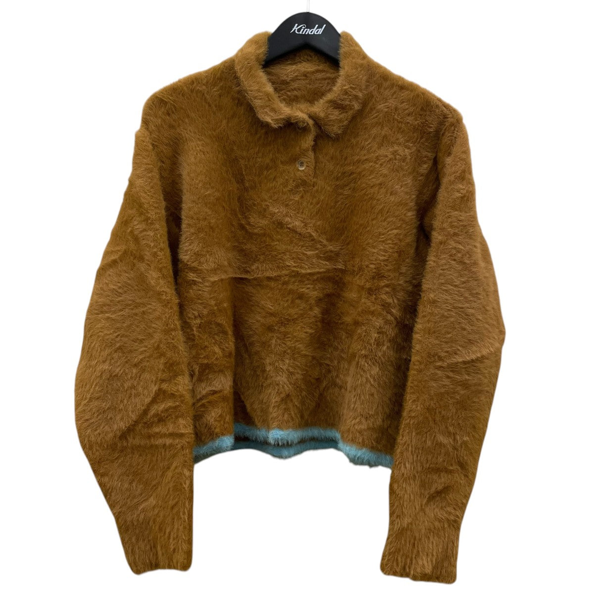 JACQUEMUS BROWN LE POLO NEVE JUMPERオーバーサイズ 長袖ニットポロシャツ 古着・中古-1枚目のアイテム画像
