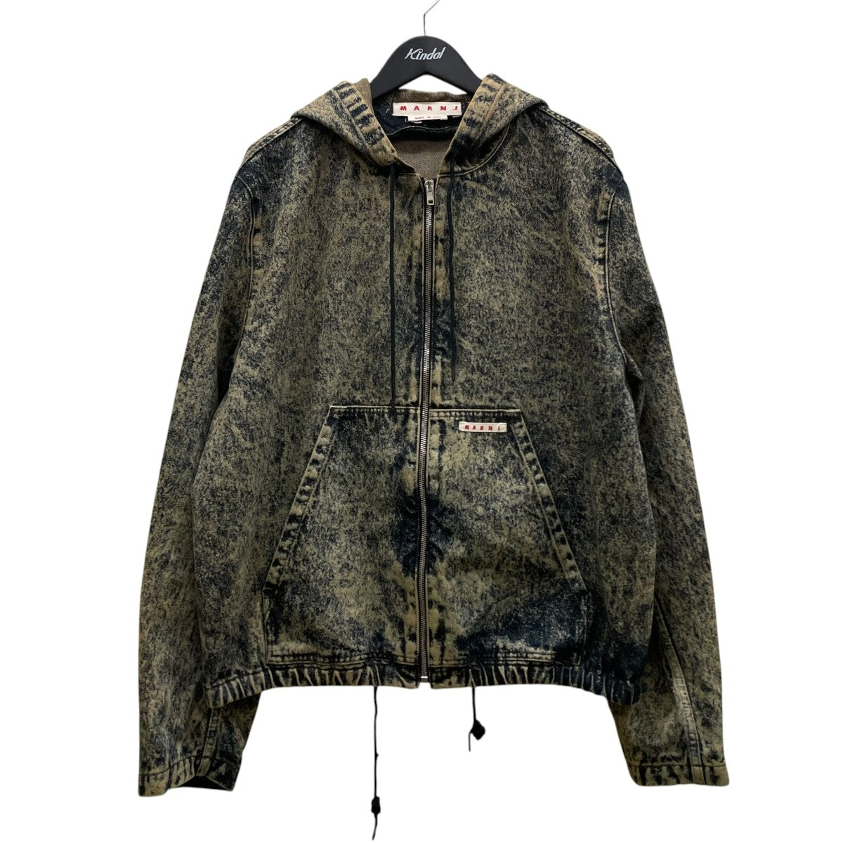 24AWMarble Dyed Cotton Denim Zip Hoodie マーブルダイ コットンデニム ジップフーディヴィンテージ加工 フーデッドジャケットJUJU0048A0