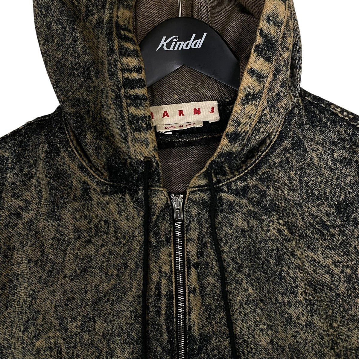 24AWMarble Dyed Cotton Denim Zip Hoodie マーブルダイ コットンデニム ジップフーディヴィンテージ加工 フーデッドジャケットJUJU0048A0