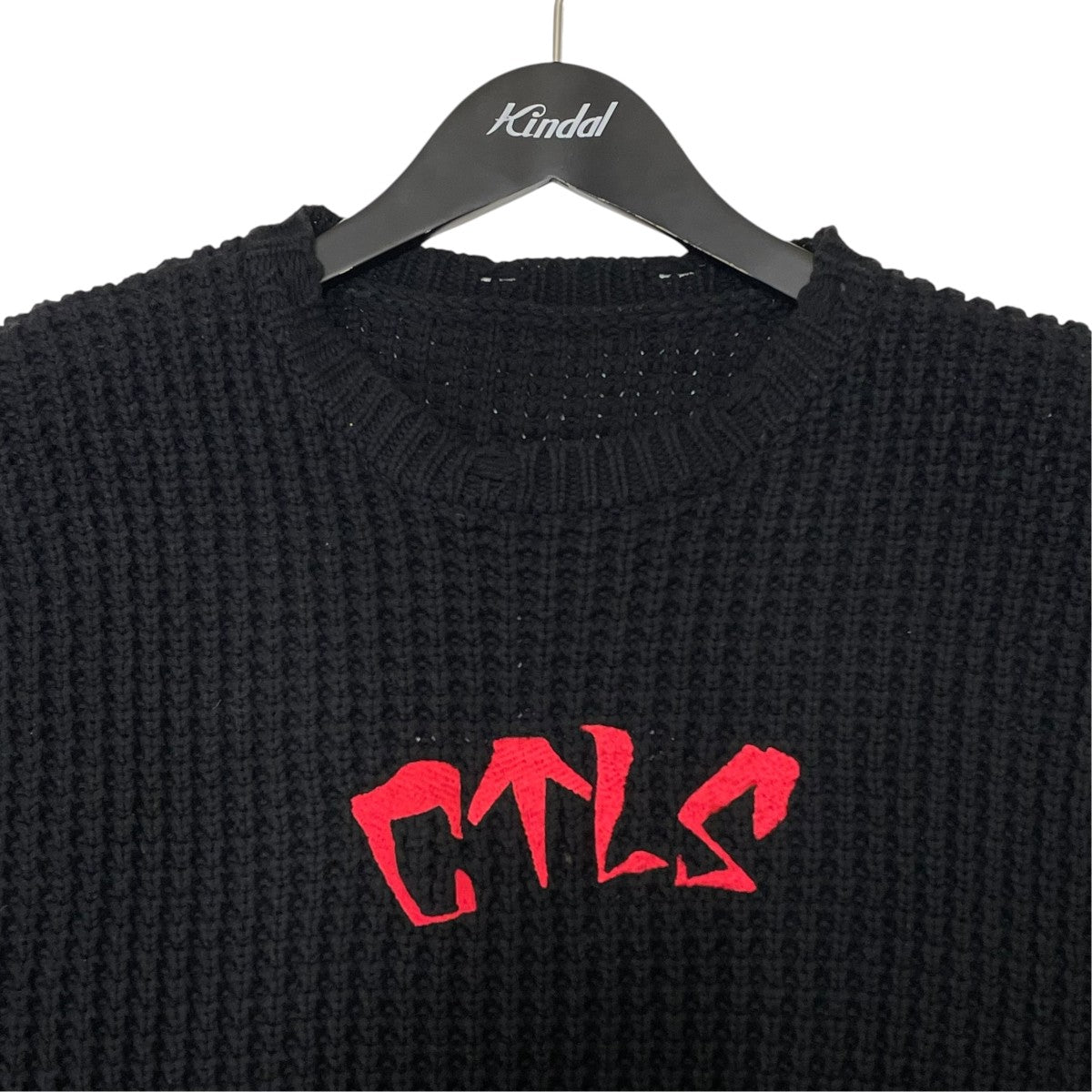 CVTVLIST 23AWクラッシュ加工 刺繍ロゴ オーバーサイズ ニットクルーネックニット2301100202 古着・中古-3枚目のアイテム画像