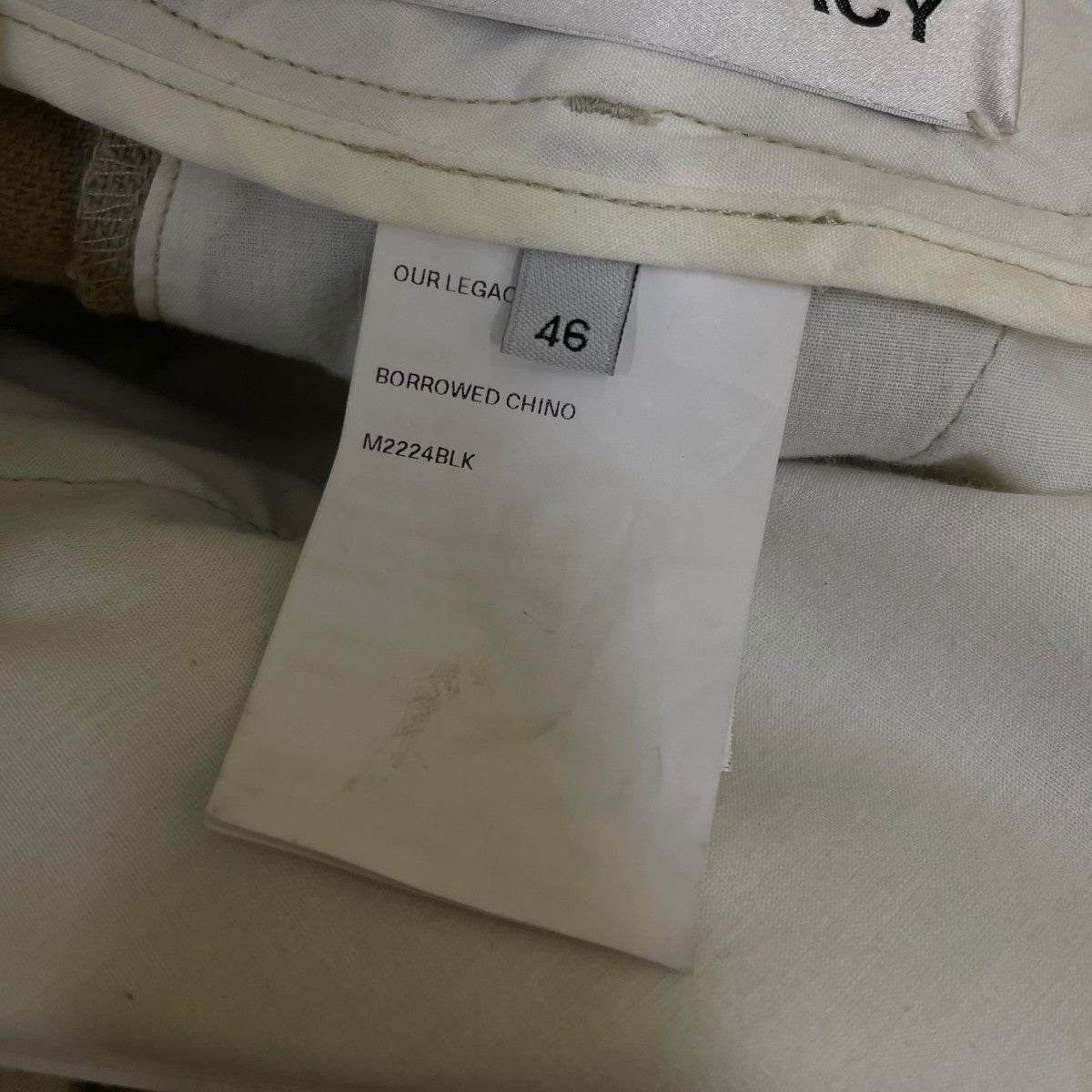 OUR LEGACY True Twill Borrowed Chinoチノパンツ ストレートパンツＭ２２２４ＢＬＫ 古着・中古-6枚目のアイテム画像