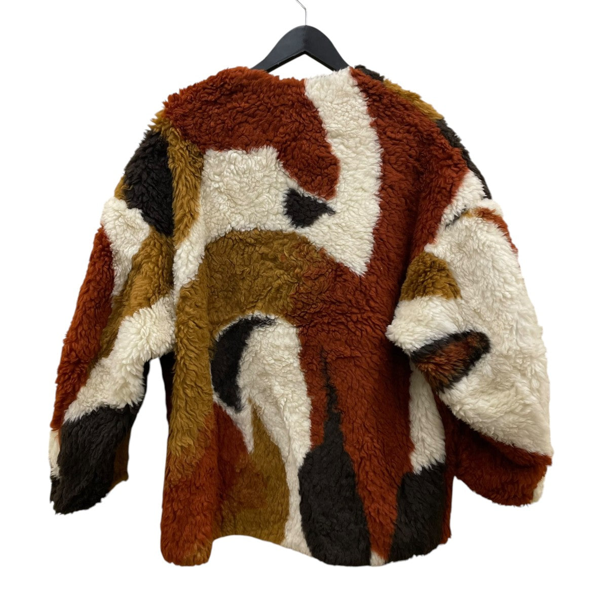 mame kurogouchi BRN SLV Fluffy Knit JacketノーカラーボアジャケットMM23FW CO002 古着・中古-2枚目のアイテム画像