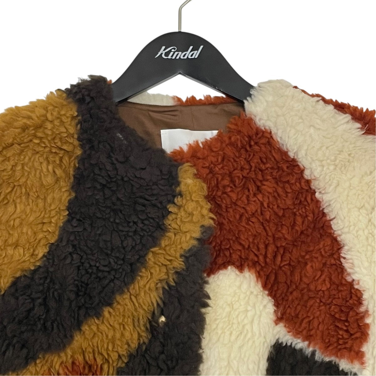 mame kurogouchi BRN SLV Fluffy Knit JacketノーカラーボアジャケットMM23FW CO002 古着・中古-3枚目のアイテム画像
