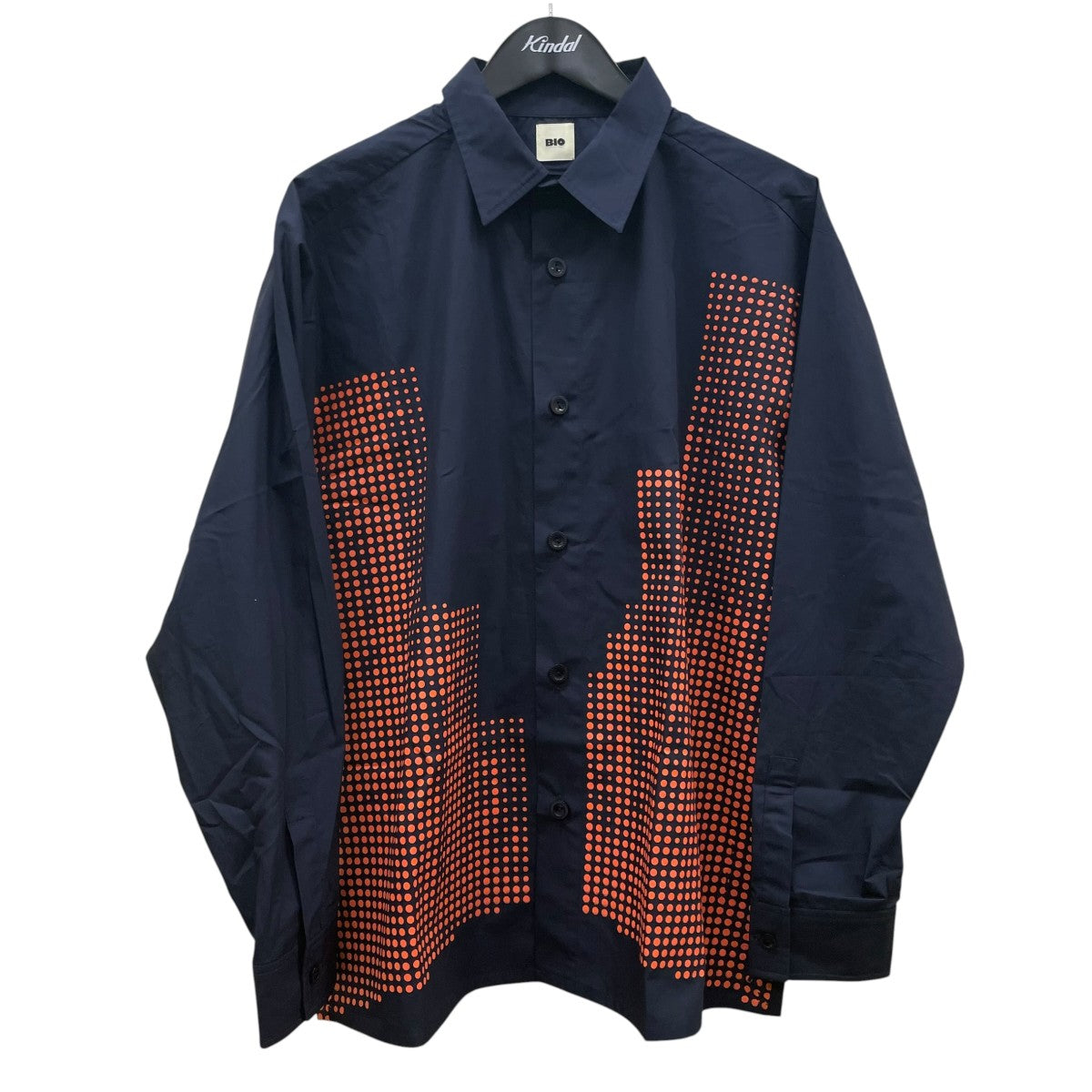 BIO OVERPRINTRD SHIRTドット柄 プリント 長袖シャツ コットンシャツ25S4T02 古着・中古-1枚目のアイテム画像