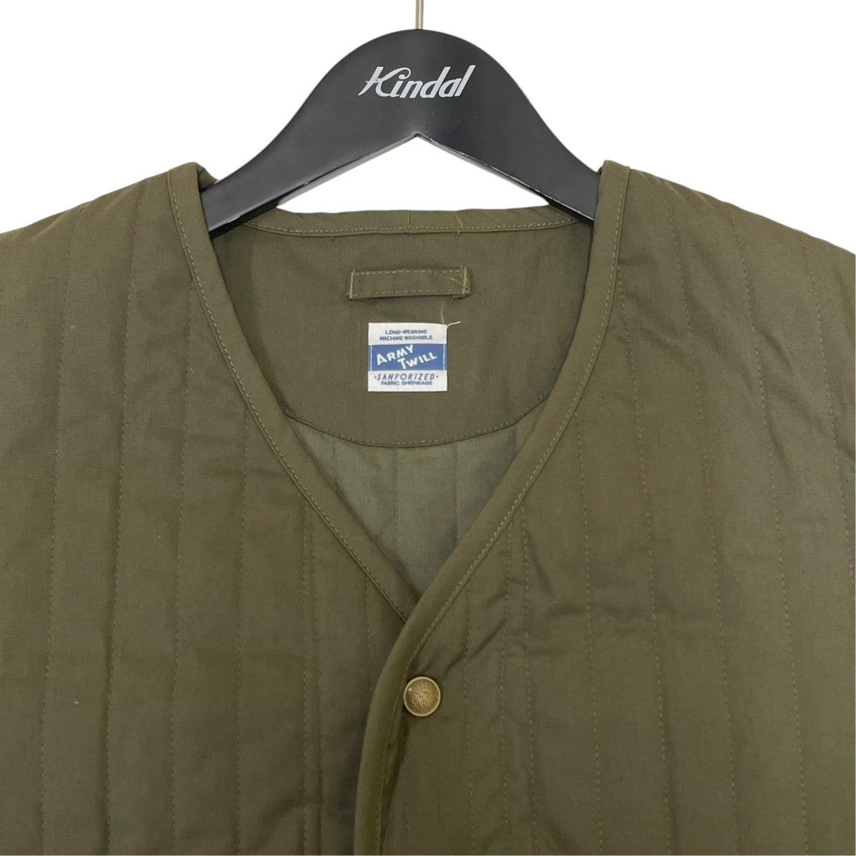ARMY TWILL キルティング ノーカラーコート 古着・中古-3枚目のアイテム画像