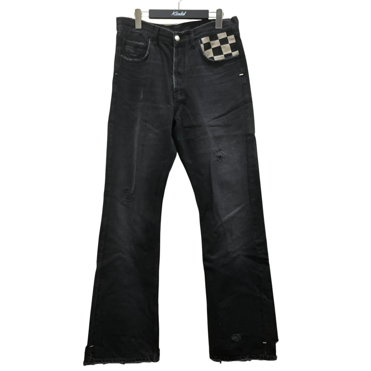 ASKYURSELF FLARED CHECKERED BAGGY JEANSデニムパンツ 古着・中古-1枚目のアイテム画像