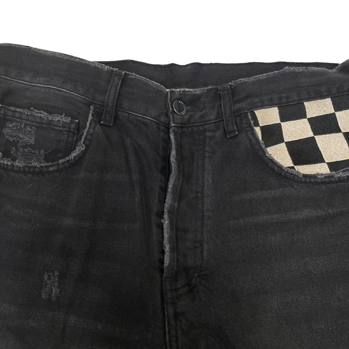 ASKYURSELF FLARED CHECKERED BAGGY JEANSデニムパンツ 古着・中古-3枚目のアイテム画像