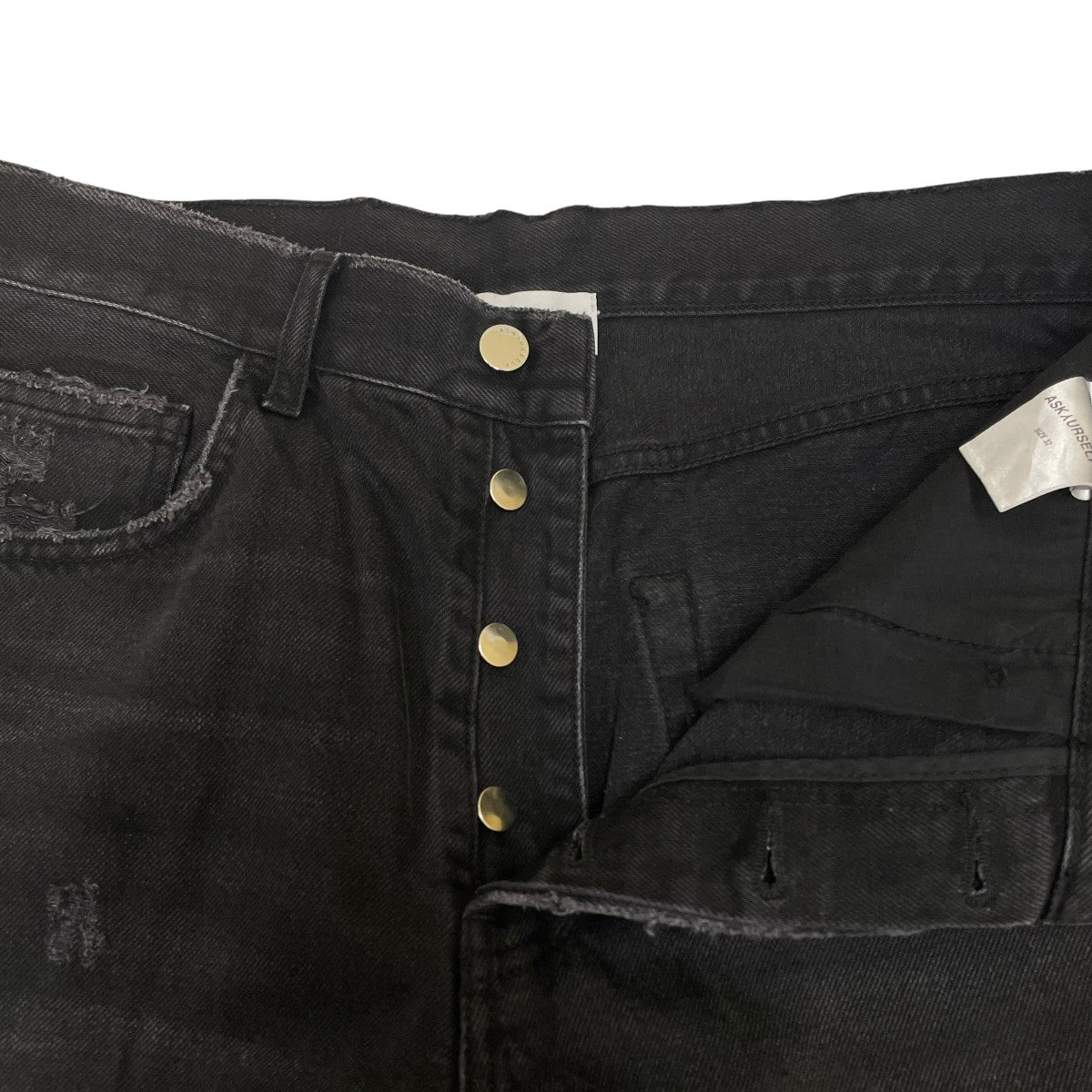 ASKYURSELF FLARED CHECKERED BAGGY JEANSデニムパンツ 古着・中古-4枚目のアイテム画像