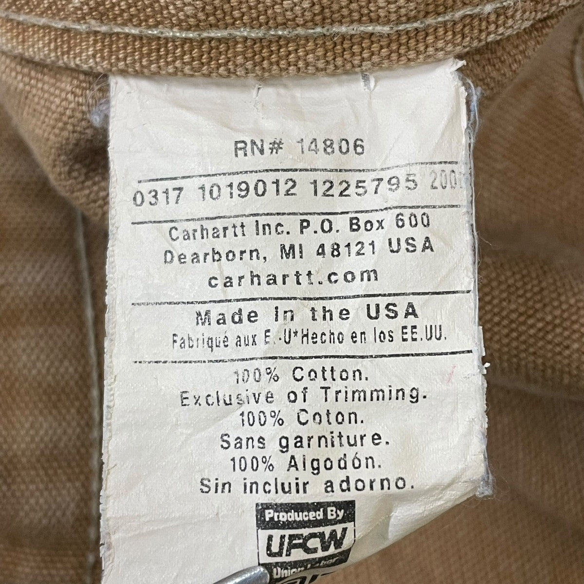CarHartt ダブル二ー USA製パンツB01BRN 古着・中古-6枚目のアイテム画像