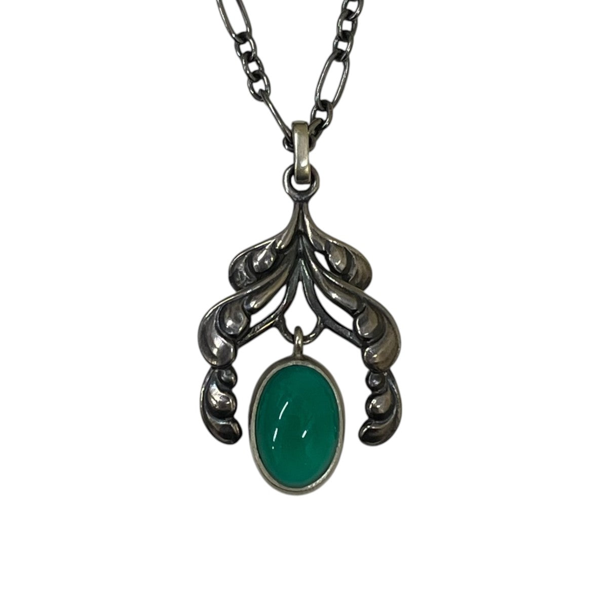 Georg Jensen グリーンアゲイトスターリングシルバー ヘリテージコレクション ネックレス 古着・中古-1枚目のアイテム画像