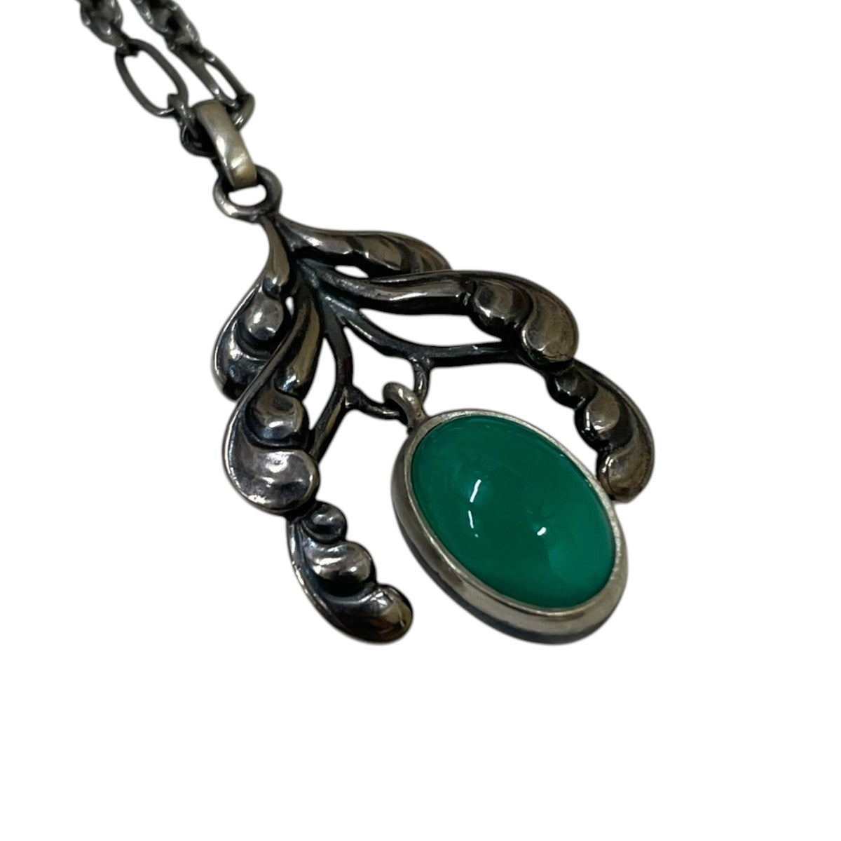 Georg Jensen グリーンアゲイトスターリングシルバー ヘリテージコレクション ネックレス 古着・中古-4枚目のアイテム画像